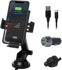 img 4 attached to 🚘 Skyway Prime Plus Wireless Car Charger & Auto-Clamping Phone Holder Kit: Windshield & Air Vent Mounts, 2-Port QC3.0 Car Charger, Qi-Certified for Apple iPhone, Samsung Galaxy, Sony Xperia, LG