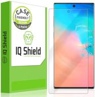 📱 iq shield 2-pack compatible screen protector for samsung galaxy note 10+ plus (note 10+ 5g, 6.8 inch display) - anti-bubble clear film with case-friendly design logo