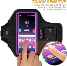 img 2 attached to RUNBACH Purple Galaxy Note 20/10+/9/8 Armband: Sweatproof Sportband with Fingerprint Touch & Card Slot for Samsung Galaxy Note Series