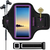 runbach purple galaxy note 20/10+/9/8 armband: sweatproof sportband with fingerprint touch & card slot for samsung galaxy note series logo