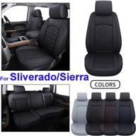 🚗 gmc sierra & chevy silverado custom fit seat cover for 2007-2021 models - synthetic leather car seat cushion protector in black (full set) logo