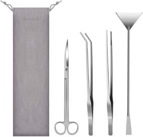 img 4 attached to 🌿 Aquarium Plant Tools Set: Aquascaping Tweezers, Scissor, Spatula, Scrapers - 4 in 1 Stainless Steel Kit for Fish Starter Kits, Aquariums, and Tank Plants