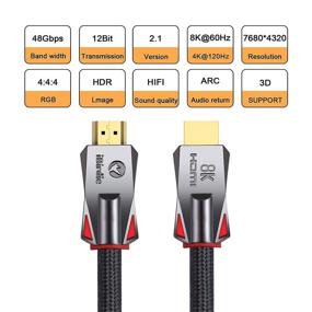 img 1 attached to 🔌 15 Feet 8K HDMI 2.1 Cable | Ultra High Speed 8K60hz, 4K 120hz, 144hz | HDCP 2.3 & 2.2 | eARC, ARC | 48Gbps | Compatible with Dolby Vision, Atmos | PS5, PS4, Xbox Series X, Sony, LG, Samsung, RTX 3080, 3090