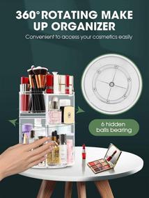 img 2 attached to 💄 Kootek Rotating Makeup Organizer - 360 Spinning Storage Rack with Adjustable Swivels, Large Capacity Cosmetic Organizers and Brush Holder - Ideal for Bathroom, Bedroom, Vanity, Dresser