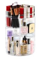 💄 kootek rotating makeup organizer - 360 spinning storage rack with adjustable swivels, large capacity cosmetic organizers and brush holder - ideal for bathroom, bedroom, vanity, dresser logo