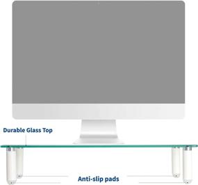 img 2 attached to 🖥️ VIVO Glass Ergonomic Universal 15.7” Tabletop Monitor Riser: Enhance Your Workspace Comfort and Organization with a Mid-Sized Desktop Stand (STAND-V000T)