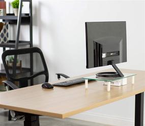 img 1 attached to 🖥️ VIVO Glass Ergonomic Universal 15.7” Tabletop Monitor Riser: Enhance Your Workspace Comfort and Organization with a Mid-Sized Desktop Stand (STAND-V000T)