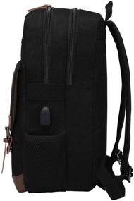 img 1 attached to Modoker Canvas Bookpack with USB Charging Port - Vintage Backpack for Men and Women, Black, Fits 15.6 Inch Computers and Tablets