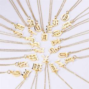 img 1 attached to Personalized Letter Necklaces for Women: 18K Gold Plated Initial Pendant in Old English Style | Name Necklaces A-Z - Bridesmaid Gift, Girls' Jewelry