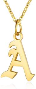 img 4 attached to Personalized Letter Necklaces for Women: 18K Gold Plated Initial Pendant in Old English Style | Name Necklaces A-Z - Bridesmaid Gift, Girls' Jewelry