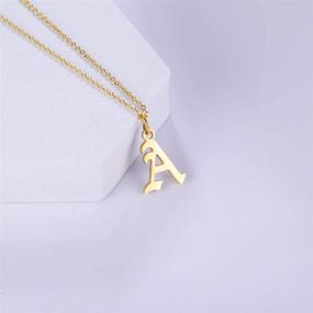 img 3 attached to Personalized Letter Necklaces for Women: 18K Gold Plated Initial Pendant in Old English Style | Name Necklaces A-Z - Bridesmaid Gift, Girls' Jewelry