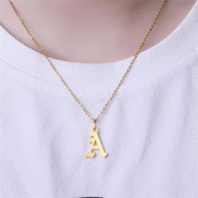 img 2 attached to Personalized Letter Necklaces for Women: 18K Gold Plated Initial Pendant in Old English Style | Name Necklaces A-Z - Bridesmaid Gift, Girls' Jewelry