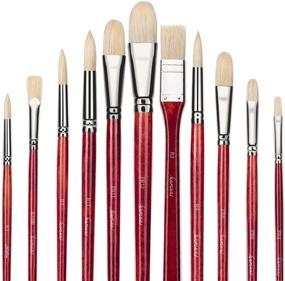 img 4 attached to 🖌️ Fuumuui 11pcs Professional Paint Brush Set: High-Quality Chungking Hog Bristle Brushes for Acrylic and Oil Painting with Carry Box Included