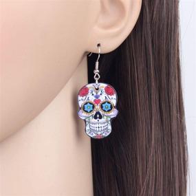 img 3 attached to Acrylic Halloween Skeleton Earrings Jewelry