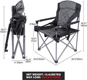 img 2 attached to 🪑 Varbucamp Heavy Duty Folding Camping Chair for Adults - Oversized and Padded, Supports 400lbs, with Cup Holder - Portable and Durable