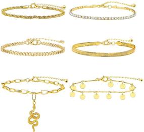 img 4 attached to 🦋 Gold Ankle Bracelets Set - Adjustable Chain Butterfly Beach Anklet Bracelet Set for Foot Jewelry Gifts by ÌF ME (6-12 Pcs)