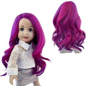 img 3 attached to 👩 MUZI WIG Doll Hair, Long Wavy Curly Purple Heat Resistant Doll Wigs for 18-inch Dolls