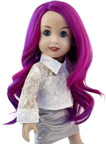 img 1 attached to 👩 MUZI WIG Кукольные волосы, длинные волнистые кудри фиолетового цвета, термостойкие парики для кукол ростом 18 дюймов
