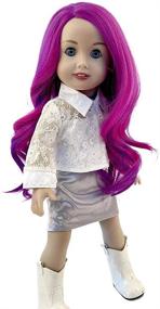 img 2 attached to 👩 MUZI WIG Кукольные волосы, длинные волнистые кудри фиолетового цвета, термостойкие парики для кукол ростом 18 дюймов