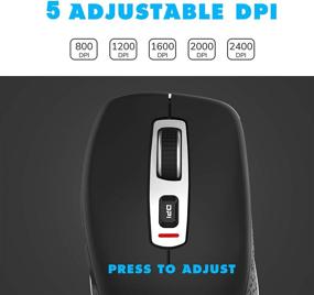 img 3 attached to 🖱️ Black Wireless Mouse - 2.4G Noiseless Cordless Mouse with 5 Adjustable DPI (Up to 2400), 6 Buttons - Portable Optical Silent Mice for Laptop, PC, Tablet, Mac, Notebook - Includes USB Nano Receiver