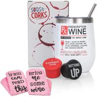 wine lover's gift basket set for women - perfect birthday or christmas gifts, best friend, secret santa, boss day, includes funny insulated wine glass, cozy socks, stoppers logo