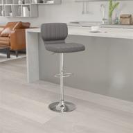 modern grey vinyl barstool with adjustable 🪑 height, stitch back, and chrome base - flash furniture логотип