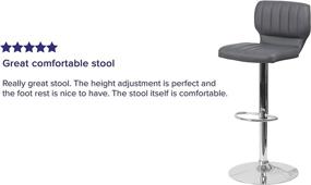 img 1 attached to Modern Grey Vinyl Barstool with Adjustable 🪑 Height, Stitch Back, and Chrome Base - Flash Furniture