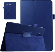 📱 ekvinor slim leather stand folio case cover for samsung galaxy tab e 9.6 inch tablet - dark blue (fits all versions sm-t560 t561 t565 and sm-t567v) logo