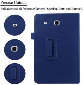 img 1 attached to 📱 EKVINOR Slim Leather Stand Folio Case Cover for Samsung Galaxy Tab E 9.6 Inch Tablet - Dark Blue (Fits All Versions SM-T560 T561 T565 and SM-T567V)