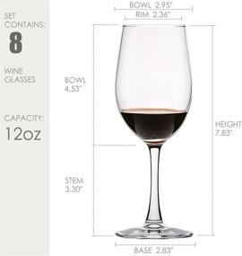 img 3 attached to 🍷 8-Pack of 12 Ounce Lead-Free All-Purpose Wine Glasses - Classic Design