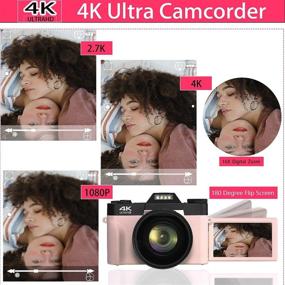 img 3 attached to 📸 VETEK 4K Digital Camera with Flip Screen Autofocus, 48MP 16X Digital Zoom for YouTube Photography, Wide-Angle and Macro Lens, 32G Micro Card, 2 Batteries (Pink)