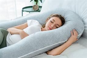 img 2 attached to Ultimate Comfort for Expecting Moms: U Shaped Pregnancy Pillow with Removable Jersey Cover in Elegant Grey