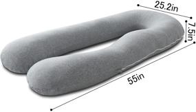 img 3 attached to Ultimate Comfort for Expecting Moms: U Shaped Pregnancy Pillow with Removable Jersey Cover in Elegant Grey