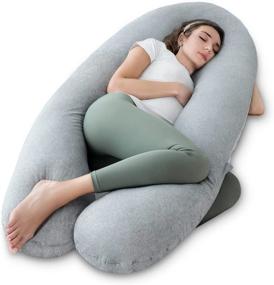img 4 attached to Ultimate Comfort for Expecting Moms: U Shaped Pregnancy Pillow with Removable Jersey Cover in Elegant Grey