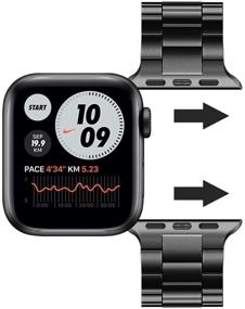 img 1 attached to 📱 Joyozy Upgraded Metal Bands for Apple Watch 42mm 44mm - Elegant Black Stainless Steel Bands for Series 7/6/5/4/3/2/1/SE