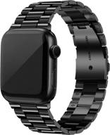 📱 joyozy upgraded metal bands for apple watch 42mm 44mm - elegant black stainless steel bands for series 7/6/5/4/3/2/1/se logo