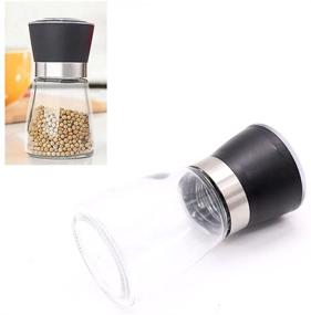 img 2 attached to Refillable Salt and Pepper Grinder Set - Kitchen Table Accessories for Home, Kitchen, Barbecue, Party - Modern Ceramic Grinder for Sea Salt Refills