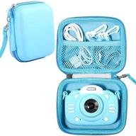 📸 minibear kids camera case - kid-friendly camera accessories box, shockproof storage box fits most action cameras for kids, 5.5 x 4.3 x 2.6 inch (blue) logo
