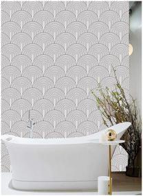 img 1 attached to Vibrant HaokHome 96033 Peel and Stick Wallpaper: Abstract Rainbow Black/White Design | Removable, Easy Contact Paper for Home & Bathroom Decor | 17.7in x 118in