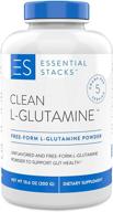 🌱 essential stacks clean l-glutamine powder: unflavored gut health booster with easy mix & odor-free formula logo