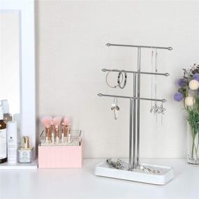 img 3 attached to J JACKCUBE DESIGN 3 Tier Silver Metal Jewelry Display Stand Organizer Rack with Tabletop Tray Storage - MK516B