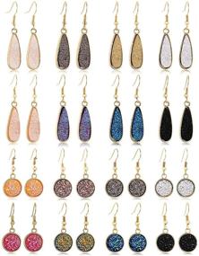 img 4 attached to 💎 FIFATA 15-16 Pairs Teardrop Crystal Dangle Earrings - Women's Girls Boho Rainbow Quartz Ear Stud Set with Cubic Zirconia Hoop Earrings - Wedding, Party, Christmas Gift Jewelry Collection