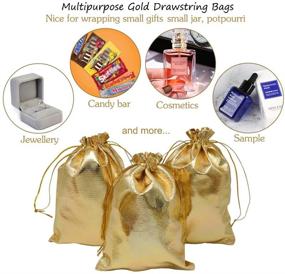 img 1 attached to 🎁 Premium HRX Package Gold Gift Bags Drawstring 100pcs - 5 x 7 inches Jewelry Pouches: Perfect for Wedding, Birthday, Christmas, Candy Bar & Party Favors