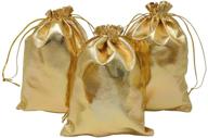 🎁 premium hrx package gold gift bags drawstring 100pcs - 5 x 7 inches jewelry pouches: perfect for wedding, birthday, christmas, candy bar & party favors logo