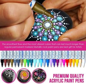 img 2 attached to 🎨 PINTAR Premium Acrylic Paint Pens - 26 Colors - Medium Tips - Water Resistant - Versatile Craft Supplies for Rock Painting, Ceramic Glass, Wood, and More