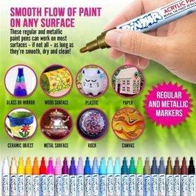 img 3 attached to 🎨 PINTAR Premium Acrylic Paint Pens - 26 Colors - Medium Tips - Water Resistant - Versatile Craft Supplies for Rock Painting, Ceramic Glass, Wood, and More