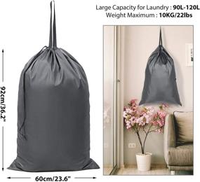 img 2 attached to WOWLIVE Large Laundry Hamper with 2 Removable Bags - 74L Foldable Laundry Basket with Handle - Clothes Hamper Tall Dirty Clothes Bag for Traveling - Collapsible & Easy to Install - Grey 3 (24.5x13x13 In)