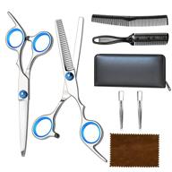 💇 portable hair cutting set with shears, scissors, thinning shears, comb, clips, and case - professional barber salon home haircutting kit for men and women (silver) logo