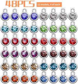 img 3 attached to 🔮 48pcs Crystal Birthstone Charms - Pendant Charms for Necklace, Bracelet, Earring DIY - 12 Months Birth Charms