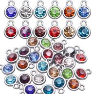 🔮 48pcs crystal birthstone charms - pendant charms for necklace, bracelet, earring diy - 12 months birth charms logo